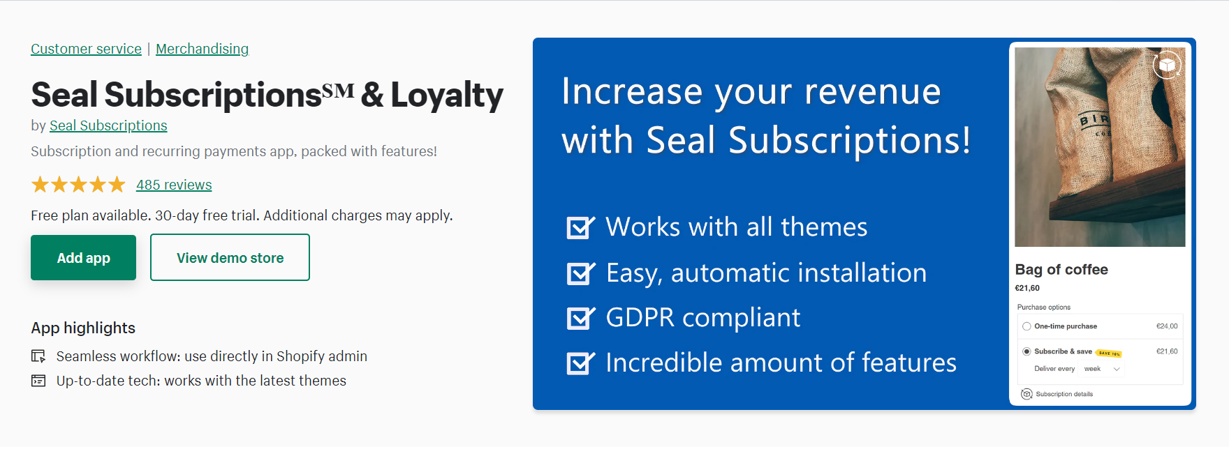 shopify subscription apps by seal subscriptions