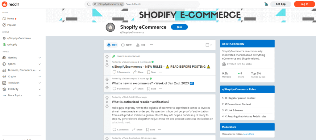 reddit ecommerce communities