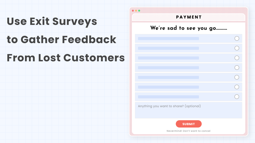Set Up a Shopify Store: Tip #22: This image shows that how to use exit surveys to gather feedback from lost customer