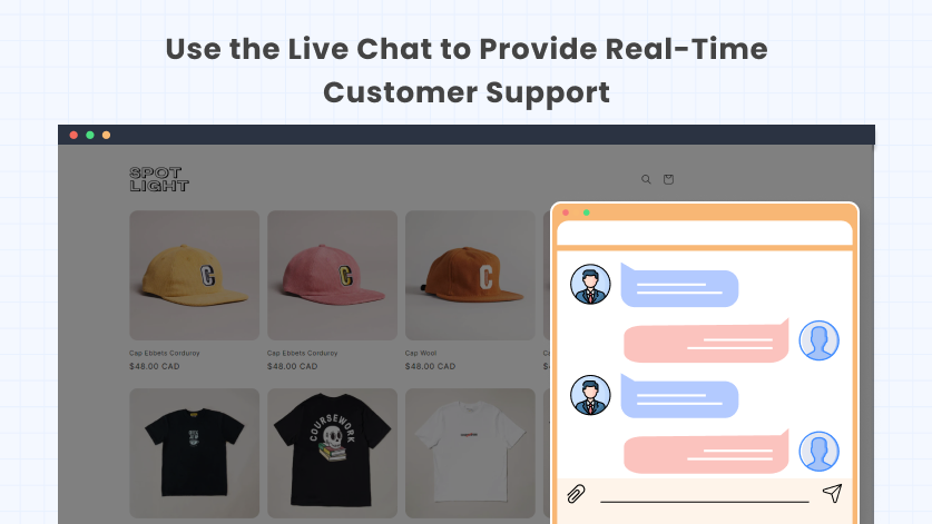 This image shows that how to use live chat to provide real time customer support