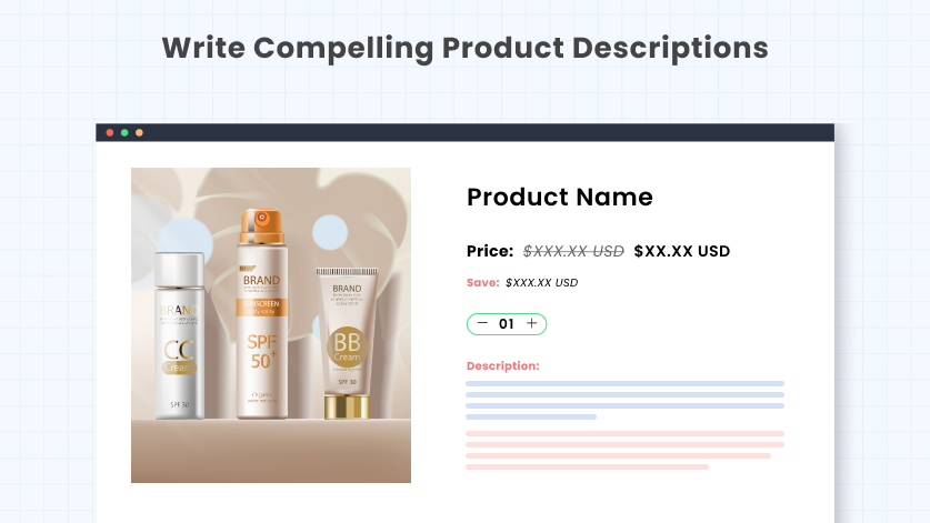 Set Up a Shopify Store: Tip #5: This image shows that product description is most important part of the ecommerce store