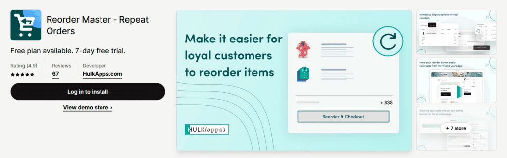 reorder master repeat orders for b2b shopify app